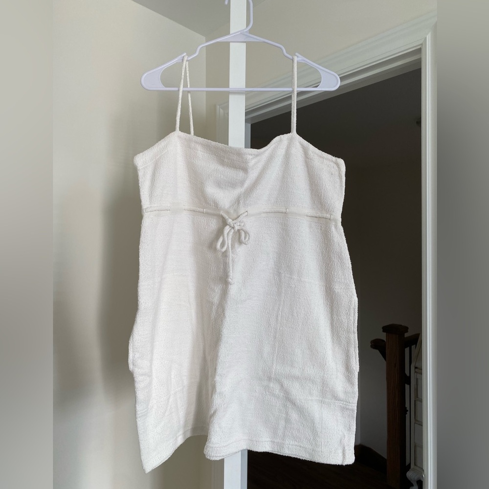 Free People Beach L White Bathing Suit Cover Up Babydoll Mini Towel Dress